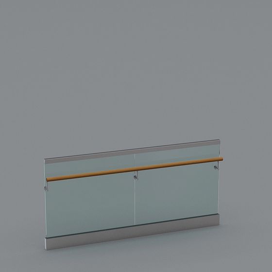 Stylish Glass Railing 3D model for Modern Spaces
