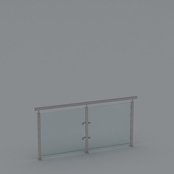 Elegant Glass Railing 3D model for Modern Spaces