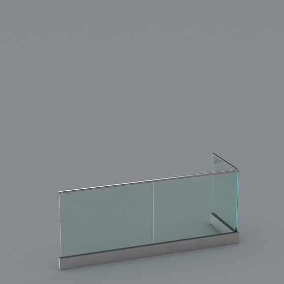 Elegant Glass Railing 3D model for Modern Spaces