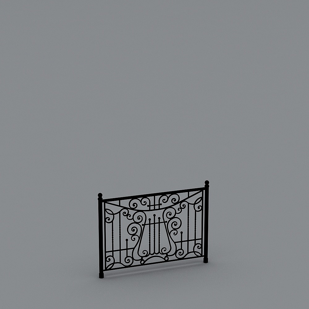 Elegant Wrought Iron Fence 3D model