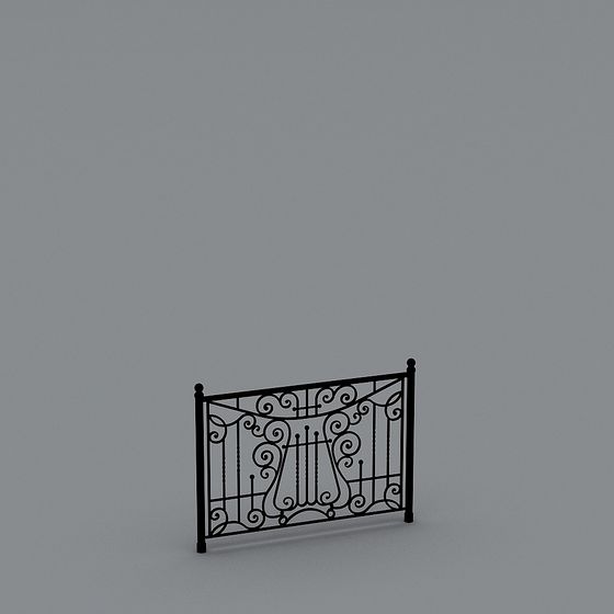Elegant Wrought Iron Fence 3D model