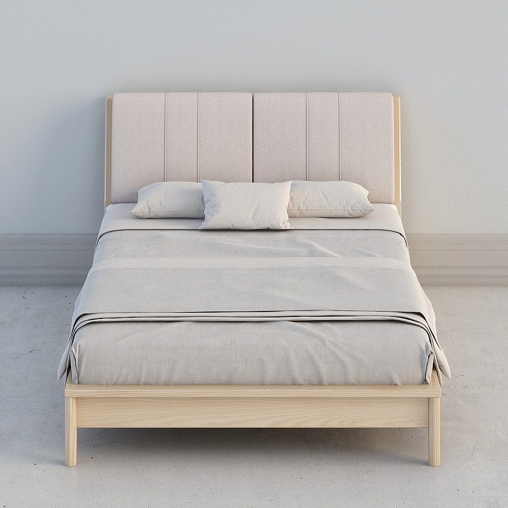 Elegant Low-Polygon 3D Bed Frame Model