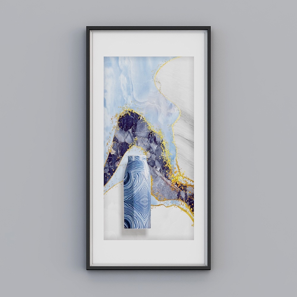 Elland high-end decorative art porcelain vase new Chinese abstract color landscape ink living room bedroom sofa bed frame single modern light luxury hanging painting