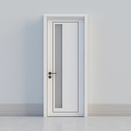Modern White Windowed Door 3D Model in Luxury Style