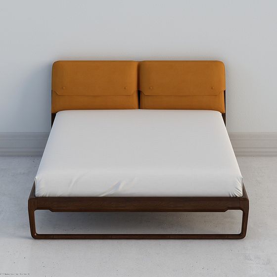 Elegant Minimalist Bed 3D model for Modern Interiors