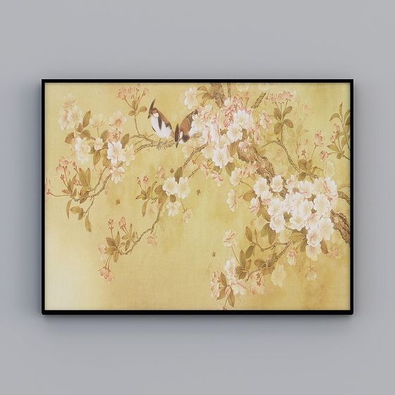 Tranquil Floral and Bird Scene 3D model