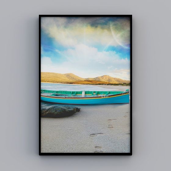 Charming Blue Boat 3D model for Artistic Projects