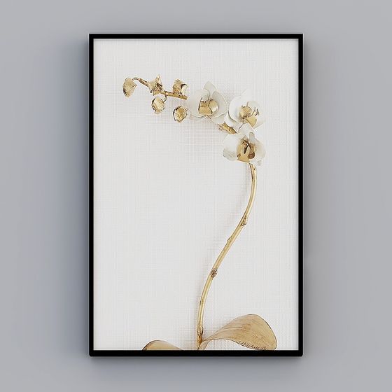Elegant Gold and White Orchid 3D model