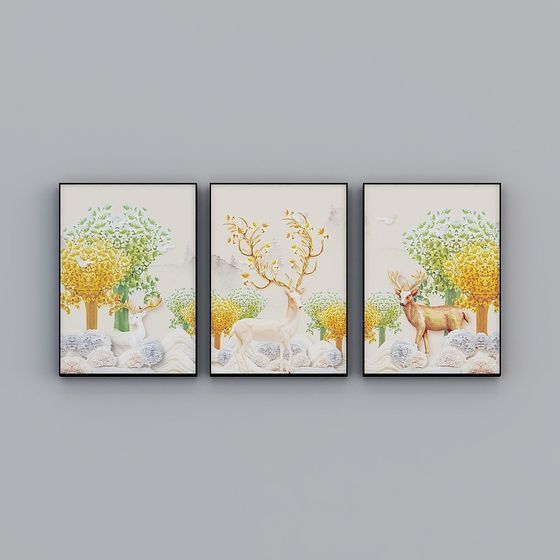 Winter Deer Scene 3D Model