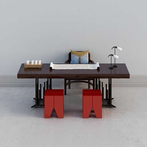 Zen-inspired Desk 3D model for Creative Spaces