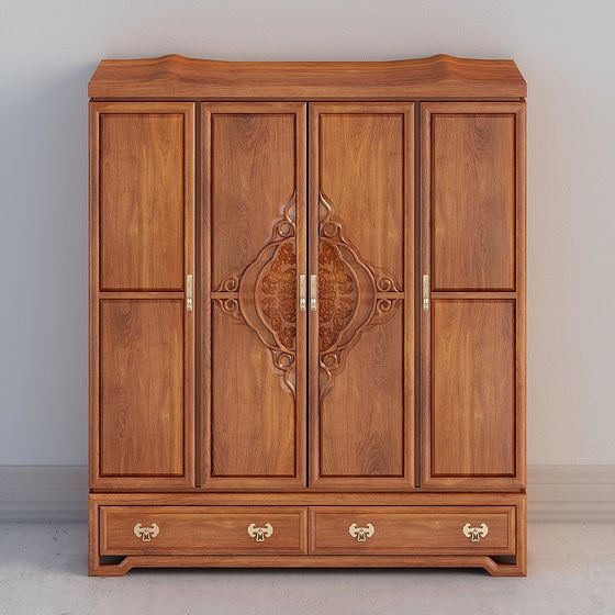 Vintage Wooden Wardrobe 3D model for Elegant Interiors