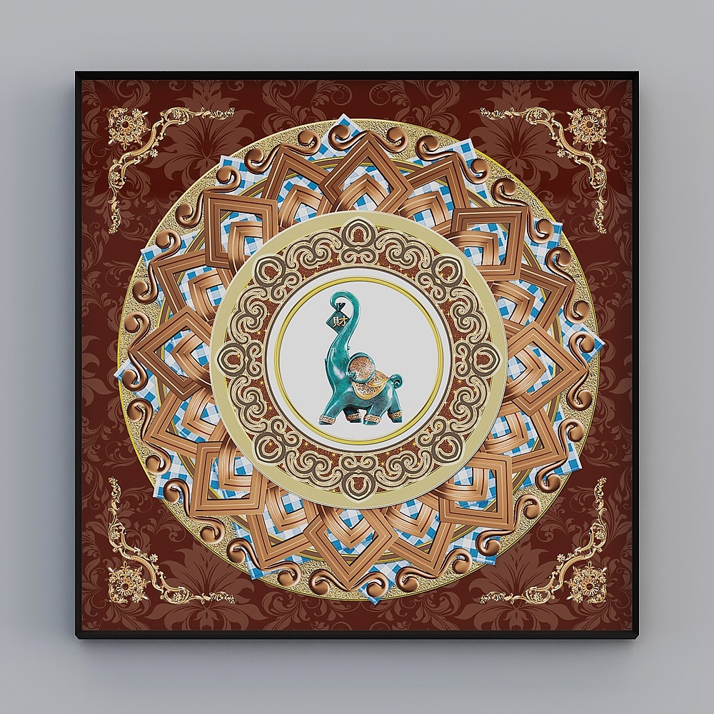 American elk hanging painting light luxury crystal porcelain painting European-style table wall decorated painting restaurant dining room murals