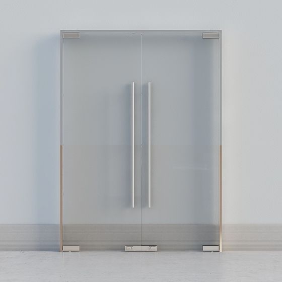 Stylish Glass Double Door 3D model for Modern Spaces