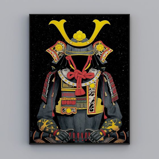 Samurai Warrior 3D Model under Night Sky