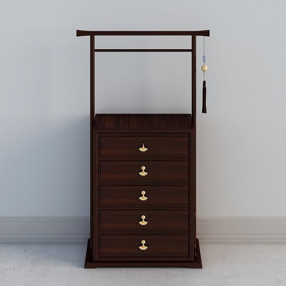 Elegant Chinese Coat Rack 3D model