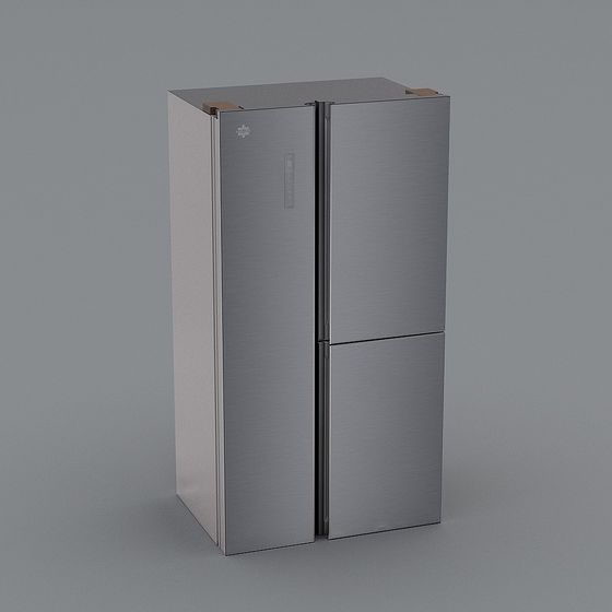 Sleek Stainless Steel Refrigerator 3D model