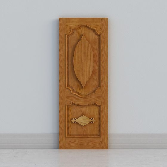 Elegant Low-Poly Wooden Door 3D Model
