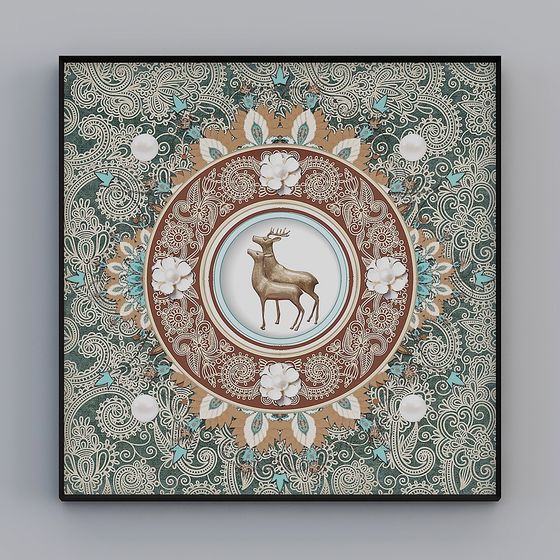 Deer Garden Panel 3D model
