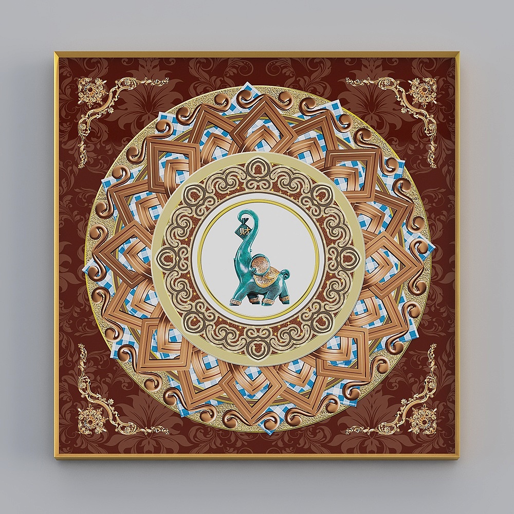 American elk hanging painting light luxury crystal porcelain painting European-style table wall decorated painting restaurant dining room murals