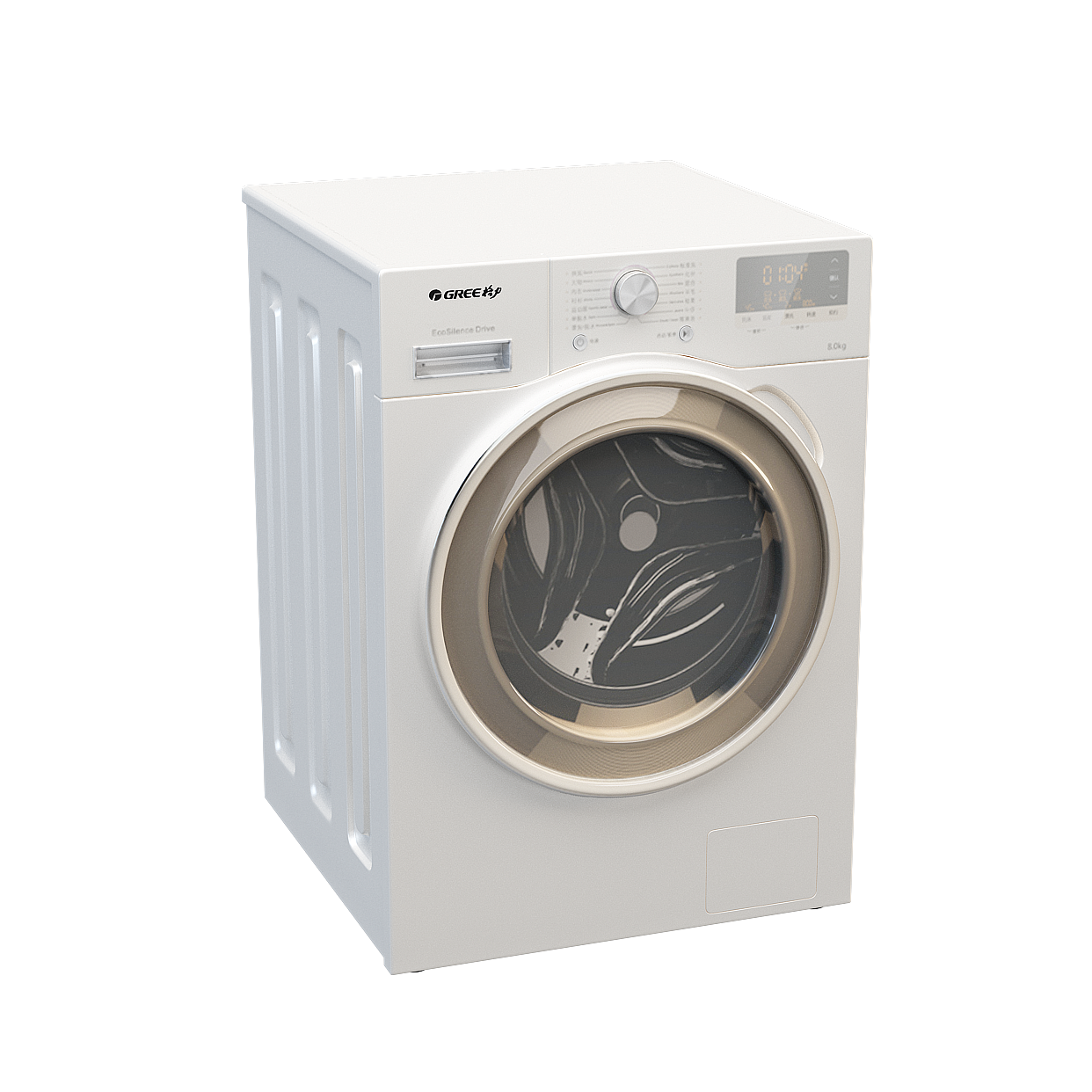 Modern Minimalist Washing Machine 3D Model – Gray Metallic Design