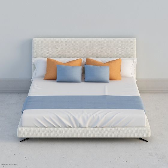 Elegant Low-Polygon Bed 3D model