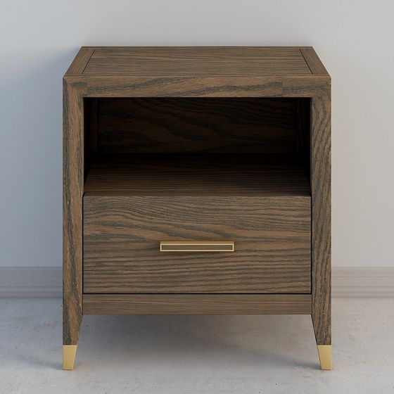 Modern Vintage Low-Polygon Bedside Table 3D model