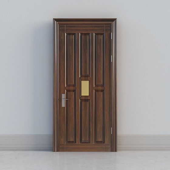 Elegant Low-Poly Wooden Door 3D model