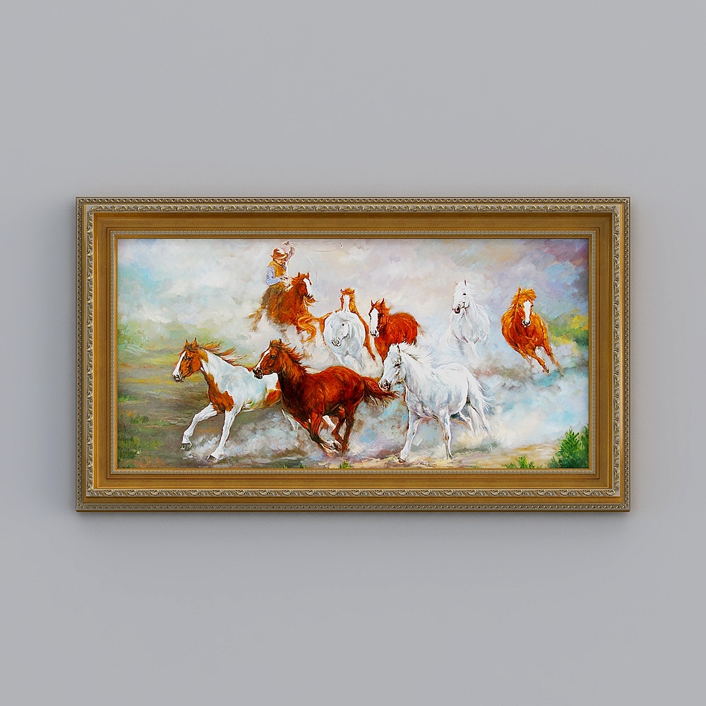 European-style eight-jun painting decorative painting American horse hanging painting living room horizontal sofa background wall painting
