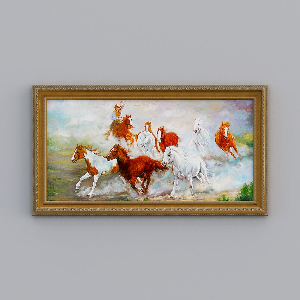 European-style eight-jun painting decorative painting American horse hanging painting living room horizontal sofa background wall painting