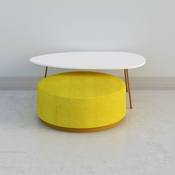 Chic Round Table and Stool Set 3D model