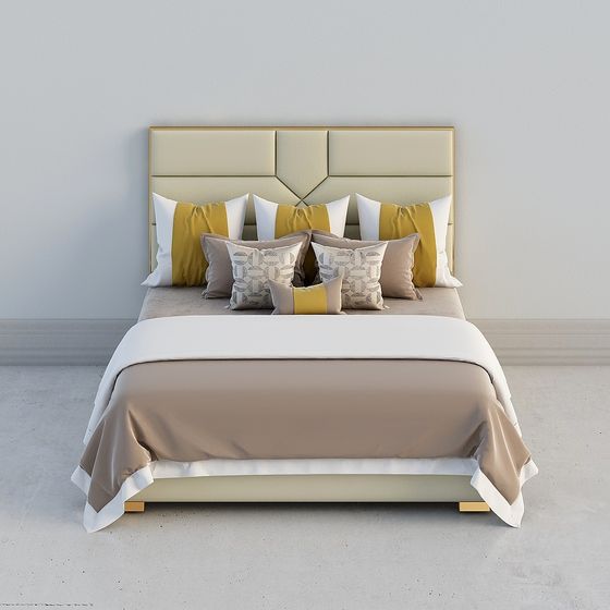 Elegant Low-Poly Bed 3D model for Modern Interiors