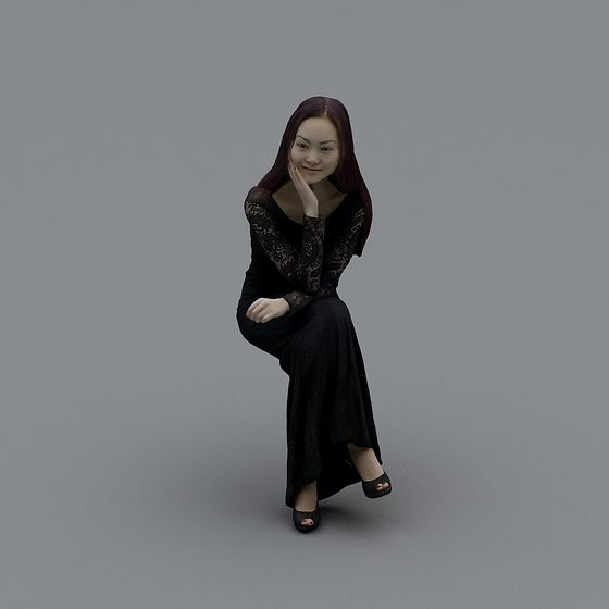 Elegant Lady Low-Poly 3D Model