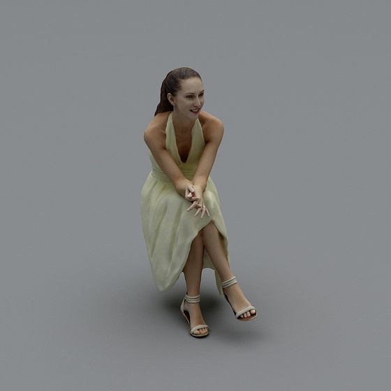 Elegant Lady 3D model in Low Polygon Style