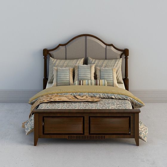 Elegant Vintage-style Bed Frame 3D model