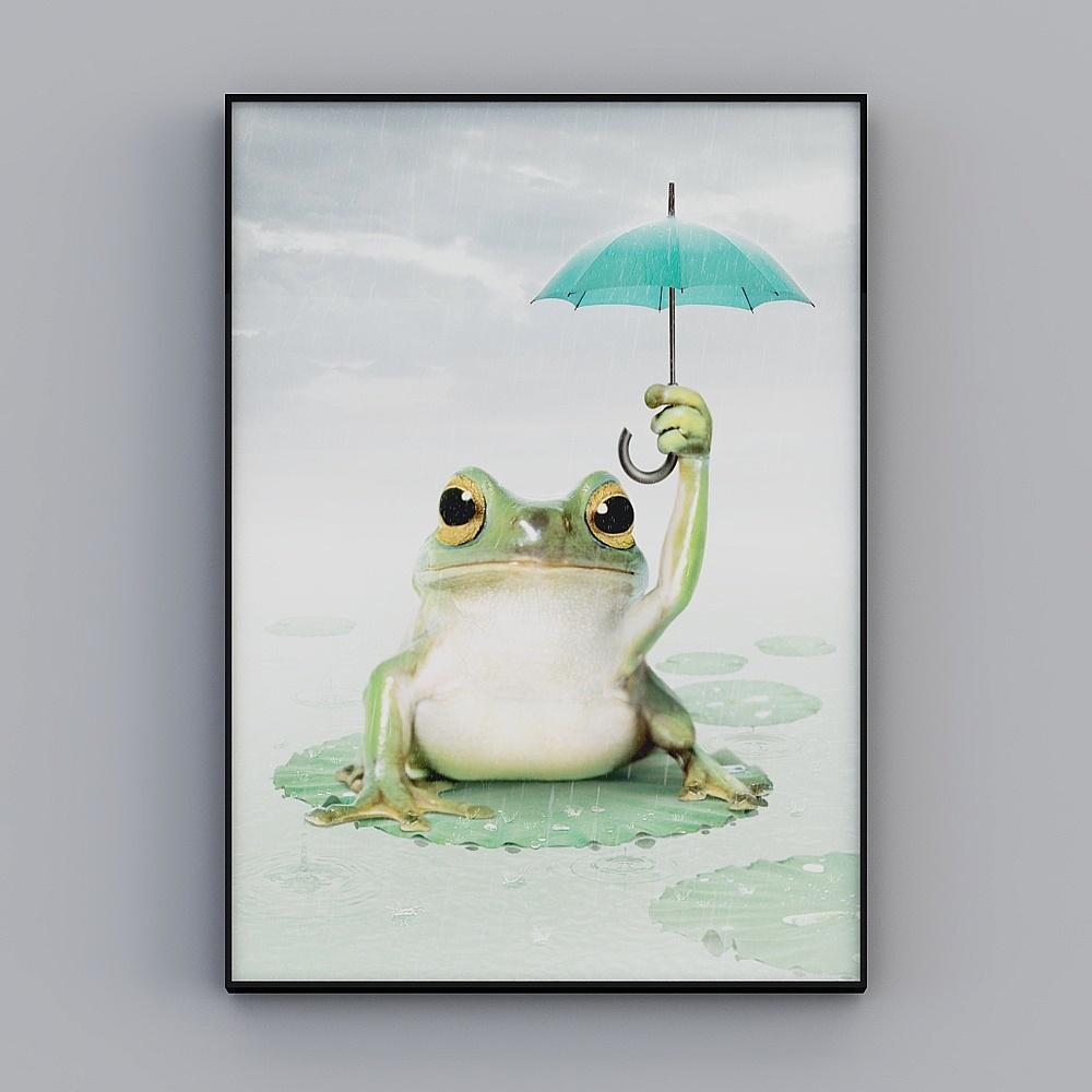 Frog with Umbrella 3D Model