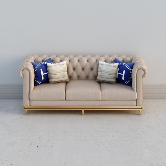 Elegant Low-Polygon Sofa 3D Model for Modern Interiors