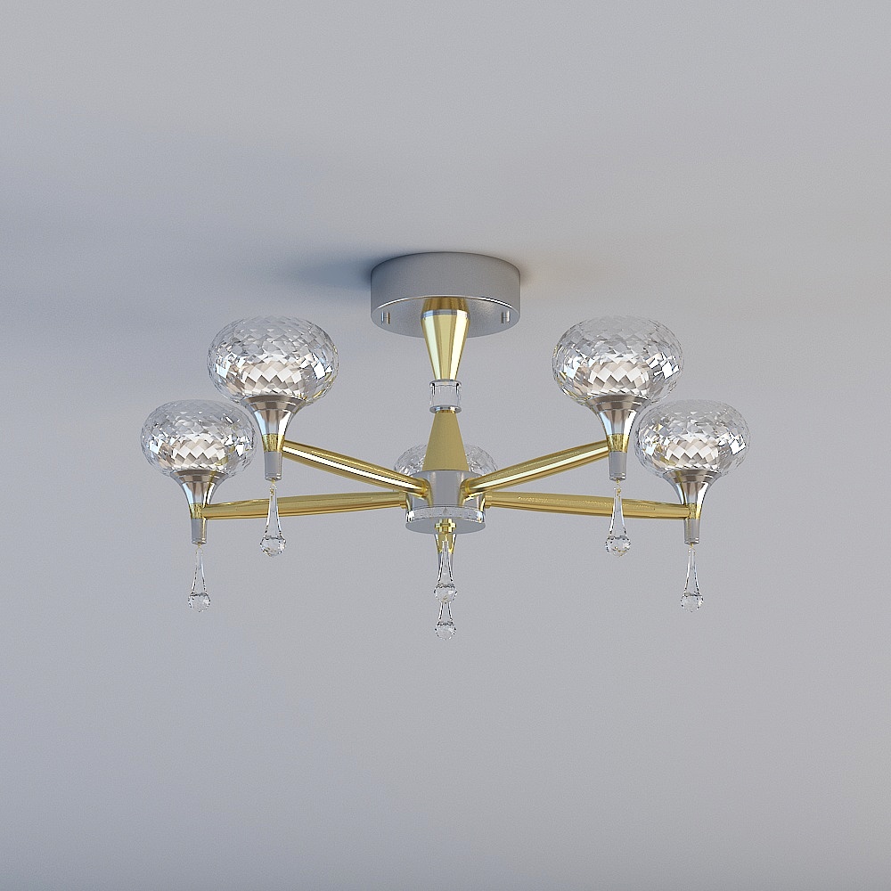 Op Lighting-521000021500-40W-Artisan-3000K-5 Head-Italian Gold-Crystal Lamp