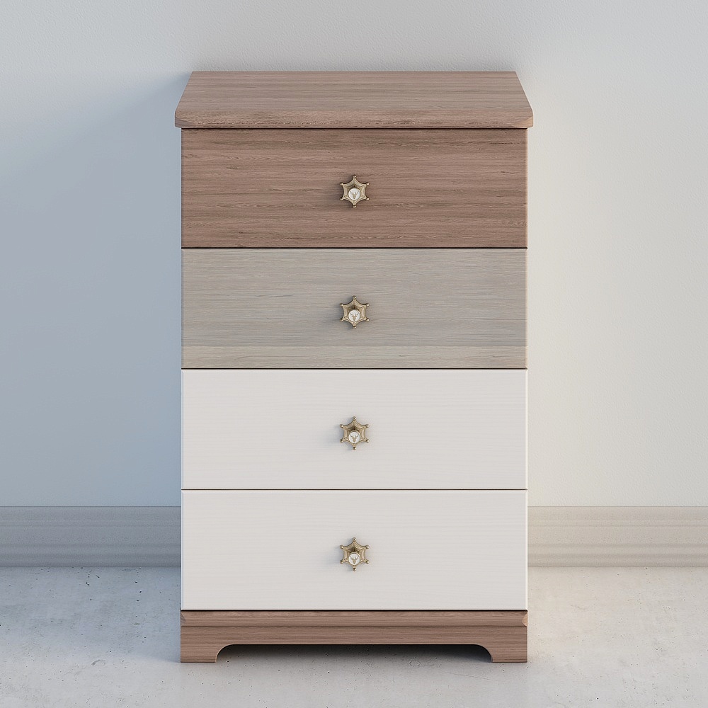 Elegant Four-Drawer Cabinet 3D model