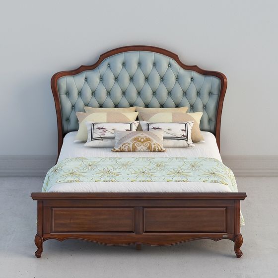 Chic Vintage-Modern Bed 3D model for Stylish Interiors