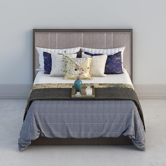 Elegant 3D Bed Model for Modern Home Design