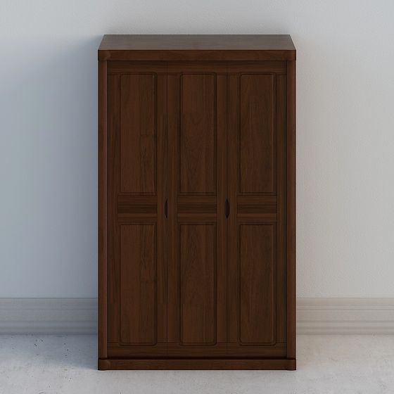 Stylish Wooden Wardrobe 3D model for Modern Interiors