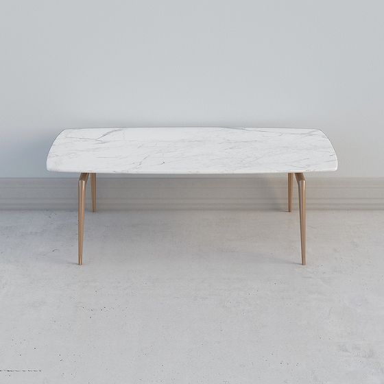 Elegant Gray Marble Coffee Table 3D Model for Chic Living Rooms