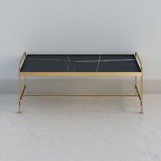 Elegant Golden Marble Tray Table 3D model