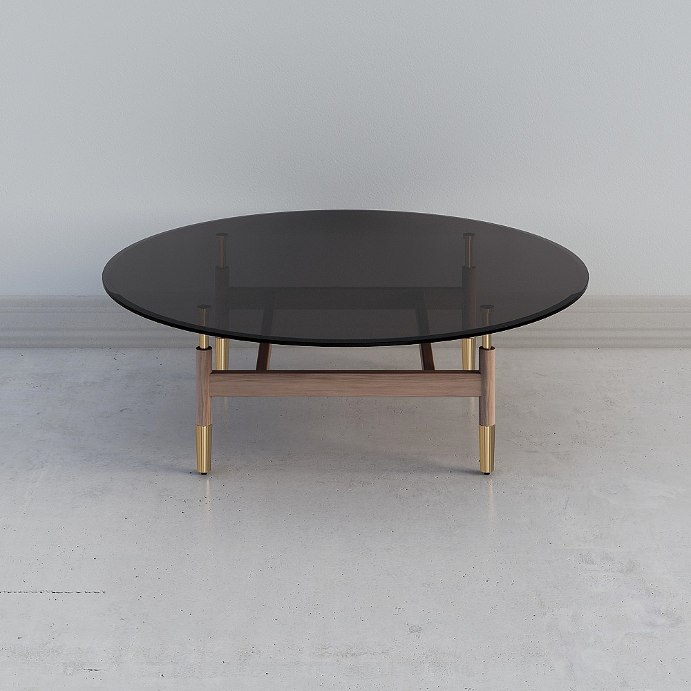 DW10010-1100 咖啡桌 - 黑胡桃与茶玻璃