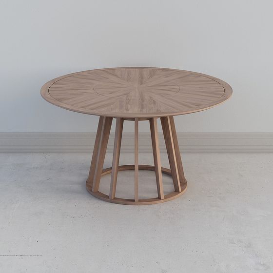 Polygon Table 3d Elegant Round Table 3D Model – Low-Polygon Wood Design