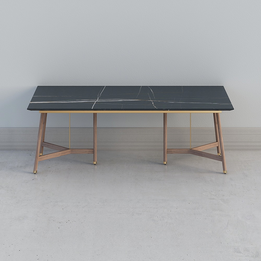 Bàn dài DW30003-2200 - Đá cẩm thạch đen hổ phách và óc chó đen