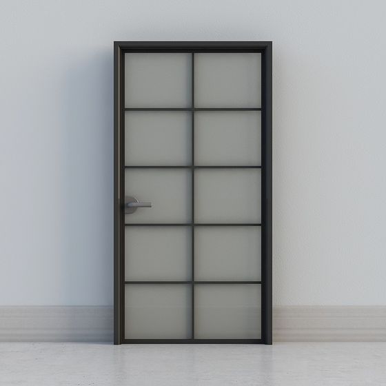 Sleek Modern Glass Door 3D Model in Black