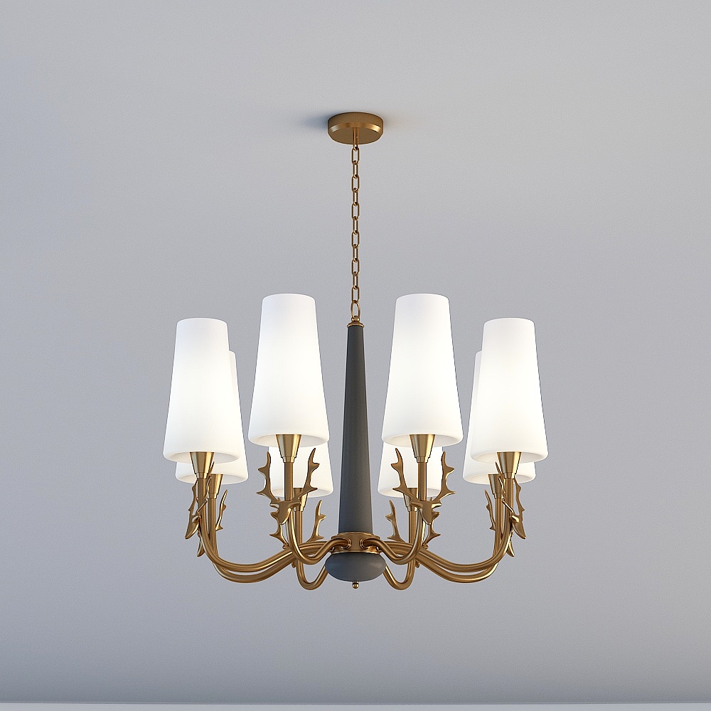 3D lights are all JJ-American postmodern light luxury living room bedroom study art antler copper chandelier-9054-8