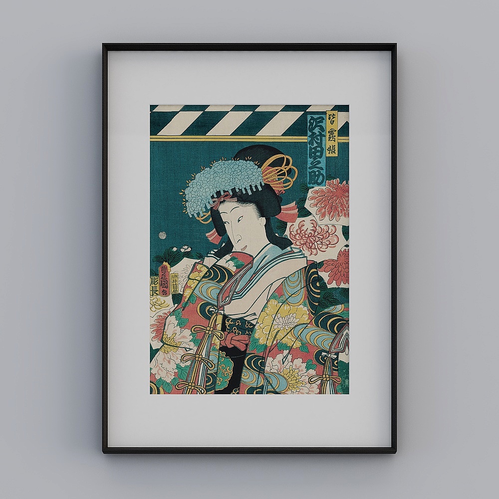 Kippel 플래그십 스토어 일본식 거실 수직 블랙 프레임 78x108 cm 일본 명화 tmzrj-yz-gg-sk-4