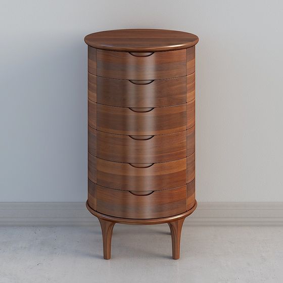 Vintage Round Wood Cabinet 3D model for Home Design